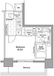 ザ・パークハビオ浅草駒形 6階1Kの間取り