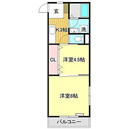ウィステリア 2Kの間取図画像