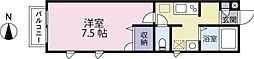 グランディール亀戸 1Kの間取図画像