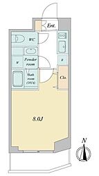 プライマル武蔵関 1Kの間取図画像