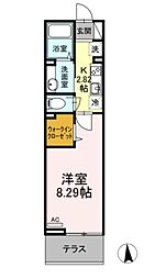ボナール北綾瀬 1階1Kの間取り