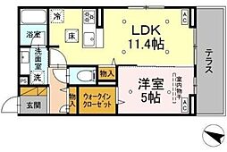 柏市中十余二アパート 1LDKの間取図画像