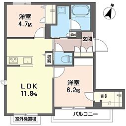 コート辻堂 3階2LDKの間取り