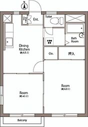 リンナイハイツ 2DKの間取図画像