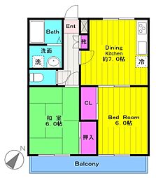エステートグレース2 2DKの間取図画像