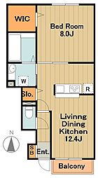 ポートランドAB 1階1LDKの間取り