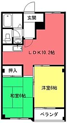 ハイツアップル 2階2LDKの間取り