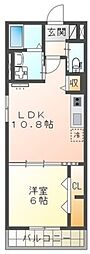 さいたま市中央区鈴谷7丁目アパート 1LDKの間取図画像
