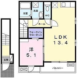 シオンジェルメ 1LDKの間取図画像