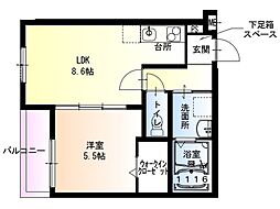 JR片町線(学研都市線) 徳庵駅 徒歩3分の賃貸アパート 1階1LDKの間取り