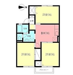 ビューバレー・K-3 3DKの間取図画像