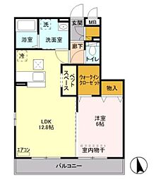 リモージュ新郷 1LDKの間取図画像