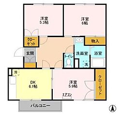 ファーストグリーンC 3DKの間取図画像