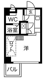 トライアングル旗の台 ワンルームの間取図画像