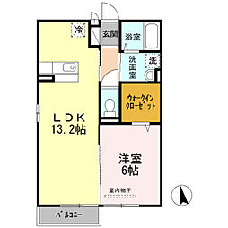 ルアンブルA 1LDKの間取図画像