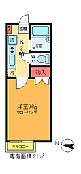 パルフェ 1Kの間取図画像