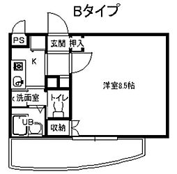 ノーブルシャトーショウナン 1Kの間取図画像