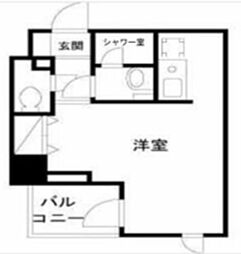 シャンブリーズ三越前 ワンルームの間取図画像