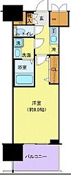 JR中央線 八王子駅 徒歩8分の賃貸マンション 10階1Kの間取り