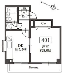 ロイヤル目黒 1DKの間取図画像