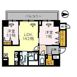 Lavart森ノ宮 2LDKの間取図画像