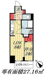 レフィールオーブ南行徳駅前 1LDKの間取図画像