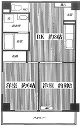 エメロード 2階2DKの間取り