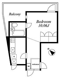 グリーンテラス元代々木 4階1Kの間取り