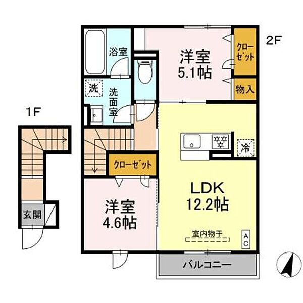 神奈川県藤沢市下土棚(賃貸アパート2LDK・2階・57.15㎡)の写真 その2