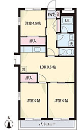 ピースファルハイツ1 3LDKの間取図画像
