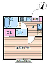 パルテール一之江1 1Kの間取図画像