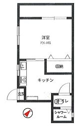 西海岸コーポ 1Kの間取図画像