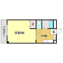 ハウス2000KUWANA 1Kの間取図画像