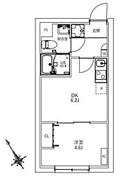 フラシア東武練馬 1DKの間取図画像