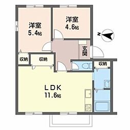 ロジュマンイズミC棟 2LDKの間取図画像
