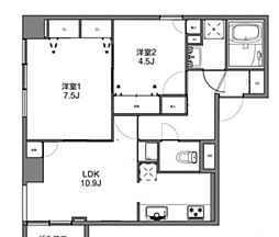 ベルフォーレ御徒町 2LDKの間取図画像