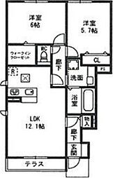 グランシャリオB 2LDKの間取図画像