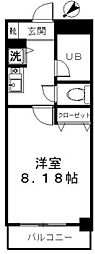 フェリチータ渡辺通り 1Kの間取図画像