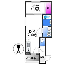 リブレメゾン弥刀I 1階1DKの間取り