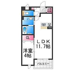 アルベイト石津川 1LDKの間取図画像