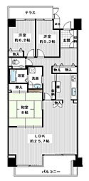 ガーデンシティーコープ金剛東6棟 3LDKの間取図画像