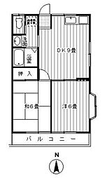 サンハイツ 2DKの間取図画像