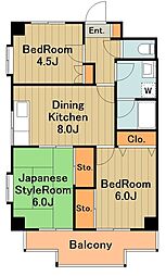 ヴァンテアン中央 3DKの間取図画像