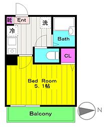 メルディア京王稲田堤 3階1Kの間取り