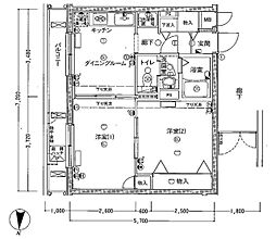 メインステージ中野坂上 2DKの間取図画像