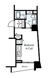 京王線 東府中駅 徒歩1分の賃貸マンション 2階ワンルームの間取り