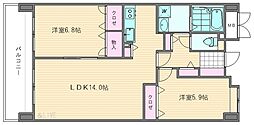 リジェール箱崎 2LDKの間取図画像