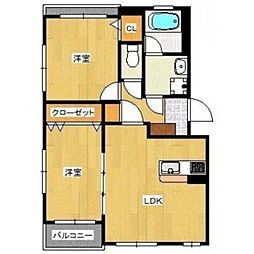 プレステージ南里 2LDKの間取図画像