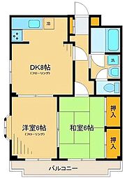リバーサイドダイキ 2DKの間取図画像