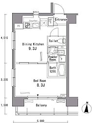 パークアクシス東陽町 5階1LDKの間取り